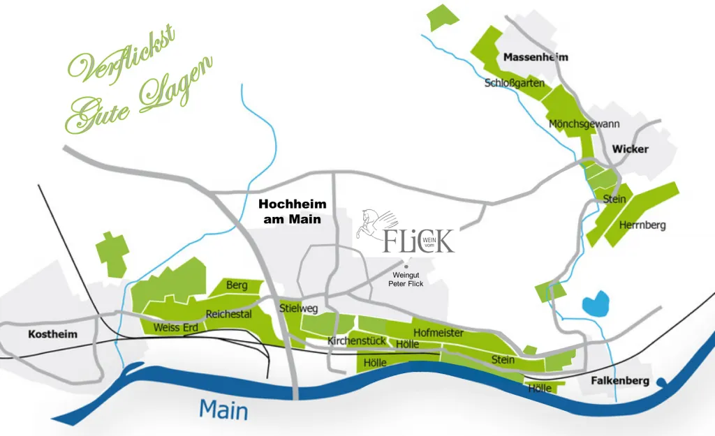 Lagenkarte der Weinberge um Hochheim am Main